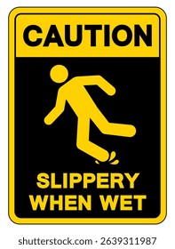 Caution Slippery When Wet Symbol Sign,Vector Illustration, Isolate On White Background Label. EPS10