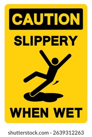 Caution Slippery When Wet Symbol Sign,Vector Illustration, Isolate On White Background Label. EPS10