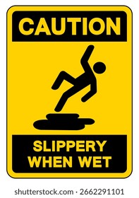 Caution Slippery When Wet Symbol Sign,Vector Illustration, Isolate On White Background Label. EPS10