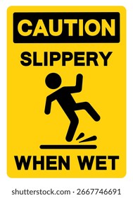 Caution Slippery When Wet Symbol Sign,Vector Illustration, Isolate On White Background Label. EPS10