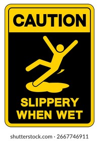 Caution Slippery When Wet Symbol Sign,Vector Illustration, Isolate On White Background Label. EPS10