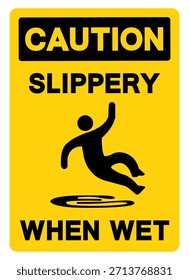 Caution Slippery When Wet Symbol Sign,Vector Illustration, Isolate On White Background Label. EPS10