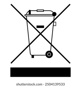 Caution special disposal required icon for packaging and box. Don't throw in the trash bin symbol.  Waste bin electrical and electronic equipment recycling sign . Isolated vector illustration