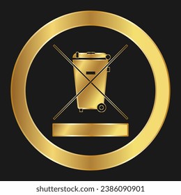 Caution Special disposal required Simple gold icon on product packaging and box