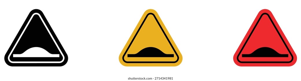 Precaución Speed Bump Sign Vector. Ilustración vectorial.