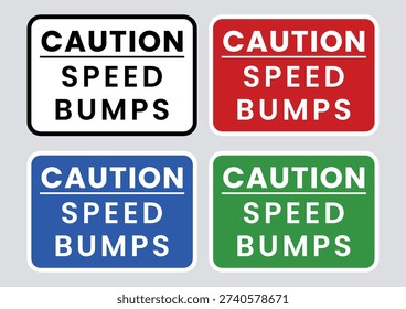 Caution Speed Bumps Sign Logo Badge Icon Sticker Label Emblem Stamp Symbol Yellow and Black Warning Road Safety Flat Vector Isolated Illustration
