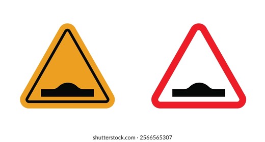 Caution speed Ramps signs in black and color style