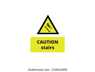 Caution stairs warning yellow triangle slippery