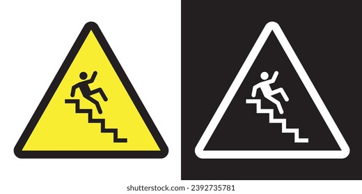 Caution Stairway Sign Vector Illustration