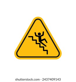 Ilustración de icono de línea vectorial de signo de escalera de precaución.