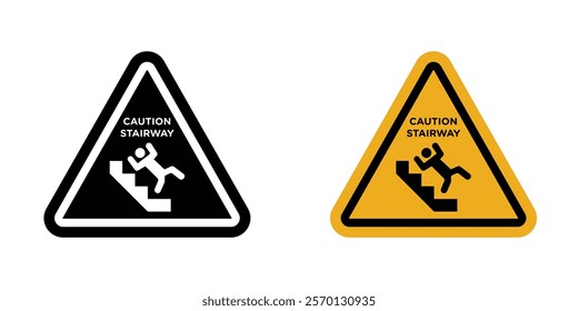 Caution stairway sign vectors in flat syle