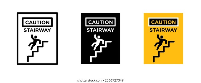 Caution stairway signs vector collection pack