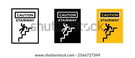 Caution stairway signs vector collection pack
