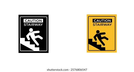 Caution stairway signs vector pack for web designs