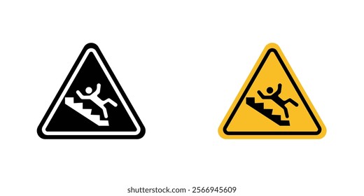 Caution stairway signs. vector signs set