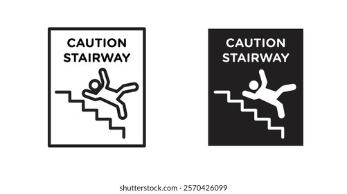 Caution stairway vectors web signs set