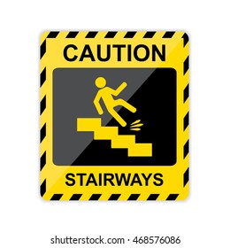 Caution stairways Sign. Vector