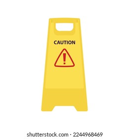 Caution Standing Board Flat Illustration. Clean Icon Design Element on Isolated White Background