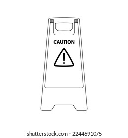 Caution Standing Board Outline Icon Illustration on Isolated White Background