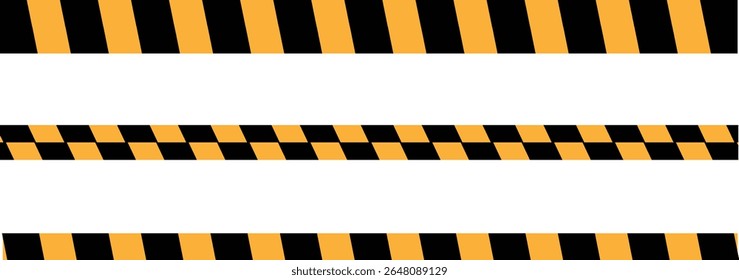 Ilustração do vetor da faixa de cuidado — Fita de cuidado amarela e preta e amarela. Um design de aviso de alto contraste para sinais de trânsito, zonas de construção e alertas de segurança. Ideal para zonas de perigo, cuidado	