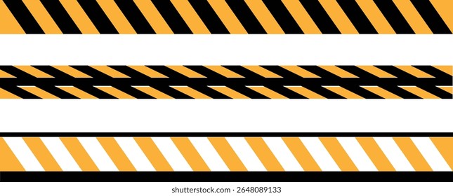 Ilustração do vetor da faixa de cuidado — Fita de cuidado amarela e preta e amarela. Um design de aviso de alto contraste para sinais de trânsito, zonas de construção e alertas de segurança. Ideal para zonas de perigo, cuidado	