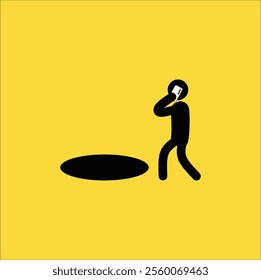 Caution symbols with stick figure man. Vector illustration design. Eps 10. 