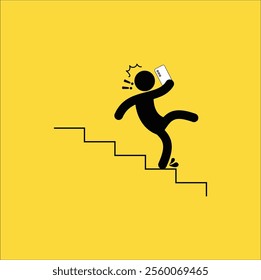 Caution symbols with stick figure man. Vector illustration design. Eps 10. 