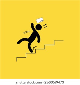 Caution symbols with stick figure man. Vector illustration design. Eps 10. 