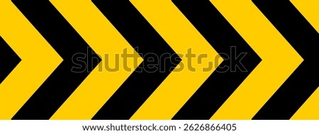 Caution tape background with repeated chevron arrows. Attention, stop or safety sign. Hazard, restricted or warning banner. Road accident, work zone or crime scene print. Vector flat illustration.