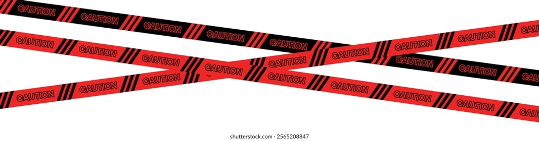 Caution tape with black and Red stripes, warning lines for danger or restricted zones. Vector illustration.