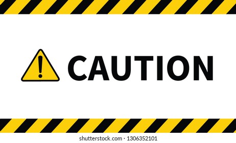 Caution tape. Black and yellow line striped. Vector illustration.