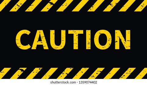 Caution tape. Black and yellow line striped background. Vector illustration.