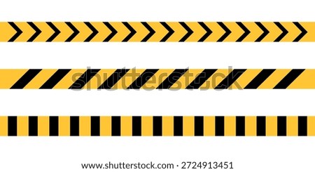 Caution tape icon set. Warning sign and symbol. Police line and construction safety hazard stripes. Vector illustration isolated on white background.