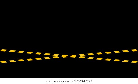 caution tape line on black background, tape yellow black stripe pattern, warning space with ribbon tape sign for comfort safety zone, safety banner for copy space, ribbon yellow black stripe, vector