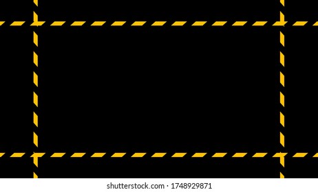 línea de cinta de advertencia sobre fondo negro
