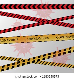 Caution tape on black background. Do not cross texted yellow crossed ribbons with light effect. Warning line in flat style, dangerous zone sign, vector illustration.