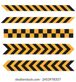 Caution tape patterns. Safety warning stripes. Hazard symbols. Vector illustration. EPS 10.