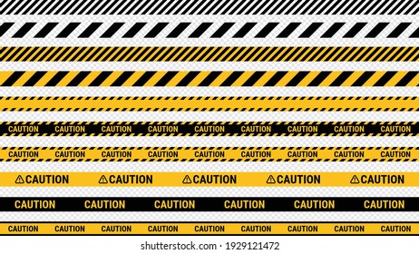 Caution tape, police line and danger tapes. Vector illustration svg