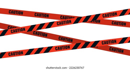 Caution tape. Caution red warning lines isolated on white. Vector illustration