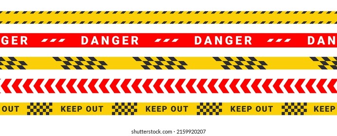 Caution tape set. Police stripe. Security tapes. Do not cross stripes. Vector images