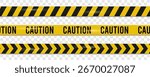 Caution tape set. Realistic warning tapes yellow and black stripes. Warning ribbons for construction area, crime scene or danger zone. Police cautionary stripe or barrier lines. Vector illustration.