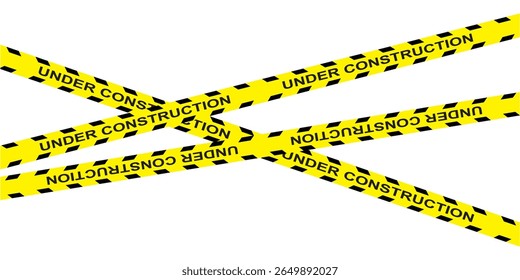 Caution Tape Set, Yellow and Black Stripes, Warning Labels, Danger Signs, Safety Barriers, Construction Zone Graphics, under construction design in eps 10.