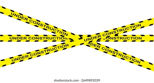 Caution Tape Set, Yellow and Black Stripes, Warning Labels, Danger Signs, Safety Barriers, Construction Zone Graphics, under construction design in eps 10.