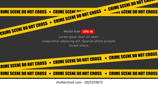 Caution tape set of yellow warning ribbons. Abstract warning lines for police, accident, under construction. Vector danger tape collection.