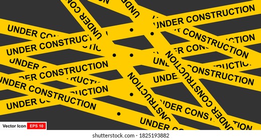 Cinta de advertencia de cintas de advertencia amarillas. Resumen de líneas de advertencia para la policía, accidente, en construcción. Colección de cinta de peligro vector.
