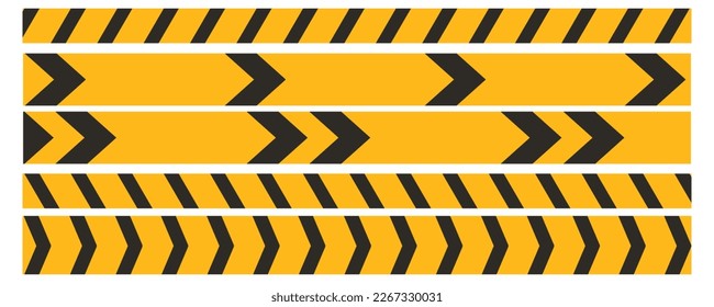 Cinta de advertencia de cintas de advertencia amarillas. Resumen de líneas de advertencia para la policía, accidente, en construcción. Colección de cinta de peligro vector.
