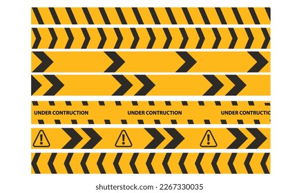 Cinta de advertencia de cintas de advertencia amarillas. Resumen de líneas de advertencia para la policía, accidente, en construcción. Colección de cinta de peligro vector.