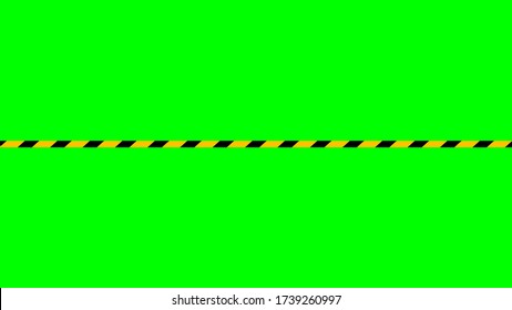 caution tape stripe on green screen background, green screen video and safety strip, warning tape line over green screen colour, ribbon yellow black striped on chroma key screen, vector