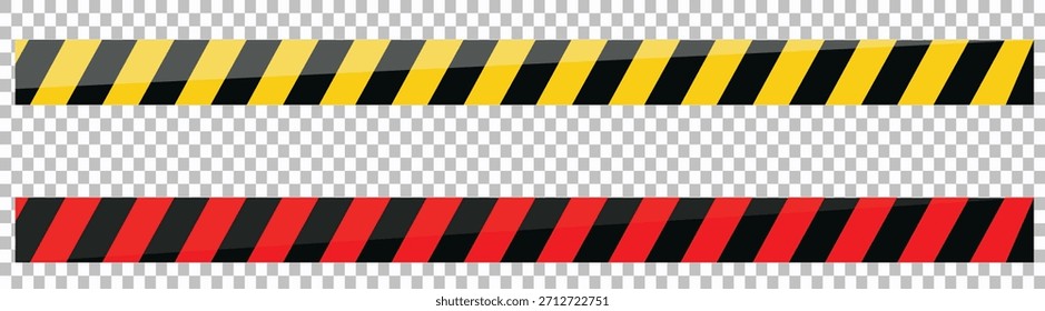 Precaución cinta rayas en colores amarillo negro y rojo negro sobre fondo transparente