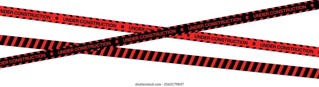 Caution tape for under construction design in red and black color. Vector illustration.